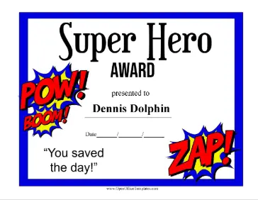 Super Hero Certificate OpenOffice Template