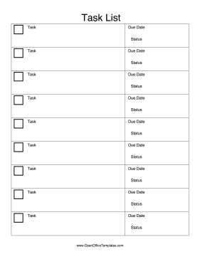 Task Chart To Do List OpenOffice Template