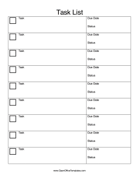 Task Checklist OpenOffice Template