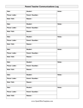 Teacher-Parent Conference Record OpenOffice Template