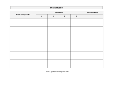 Teacher Grading Rubric OpenOffice Template