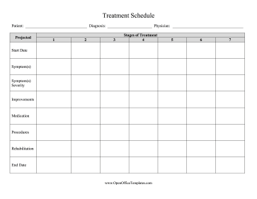 Treatment Stages Schedule OpenOffice Template
