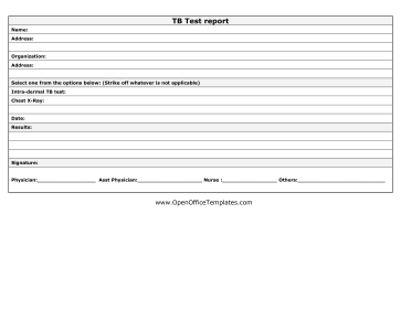 Tuberculosis Test OpenOffice Template