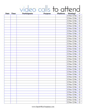 Video Calls To Attend OpenOffice Template