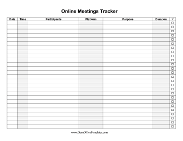 Virtual Meetings Tracker OpenOffice Template