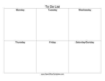 Weekly To Do List OpenOffice Template
