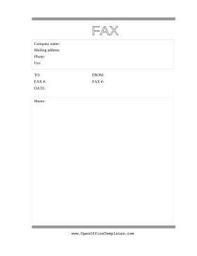 White Fax Cover Sheet OpenOffice Template