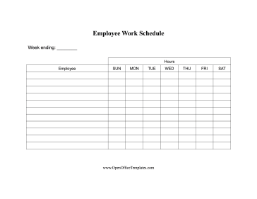 Work Hours for Employees - OpenOffice template