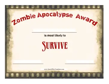 Zombie Survival Award OpenOffice Template