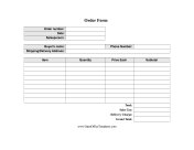 Basic Order Form