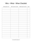 Checklist Who What When