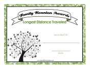 Farthest Travelled Family Reunion Tree