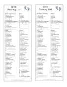 Labor And Delivery Packing List OpenOffice Template