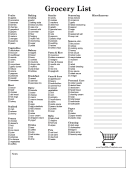 Master Shopping List Extra Groceries