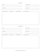 Phone Calls And Messages Record OpenOffice Template