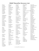 SNAP Shopping List