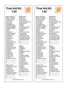 Shopping List First Aid