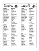 Shopping List Household Products