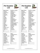 Shopping List Pet Supplies
