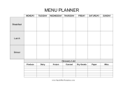 Weekly Menu Planner With Grocery List