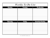 Weekly To Do List Landscape OpenOffice Template